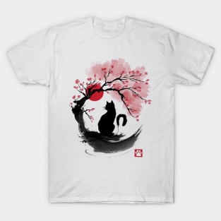 Sakura cat sumi e T-Shirt